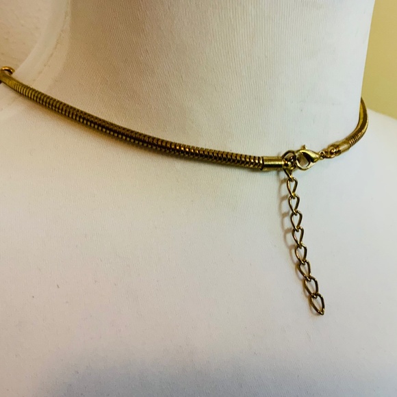 Vintage gold and honey brown tone bib adjustable necklace / choker - Picture 5 of 5